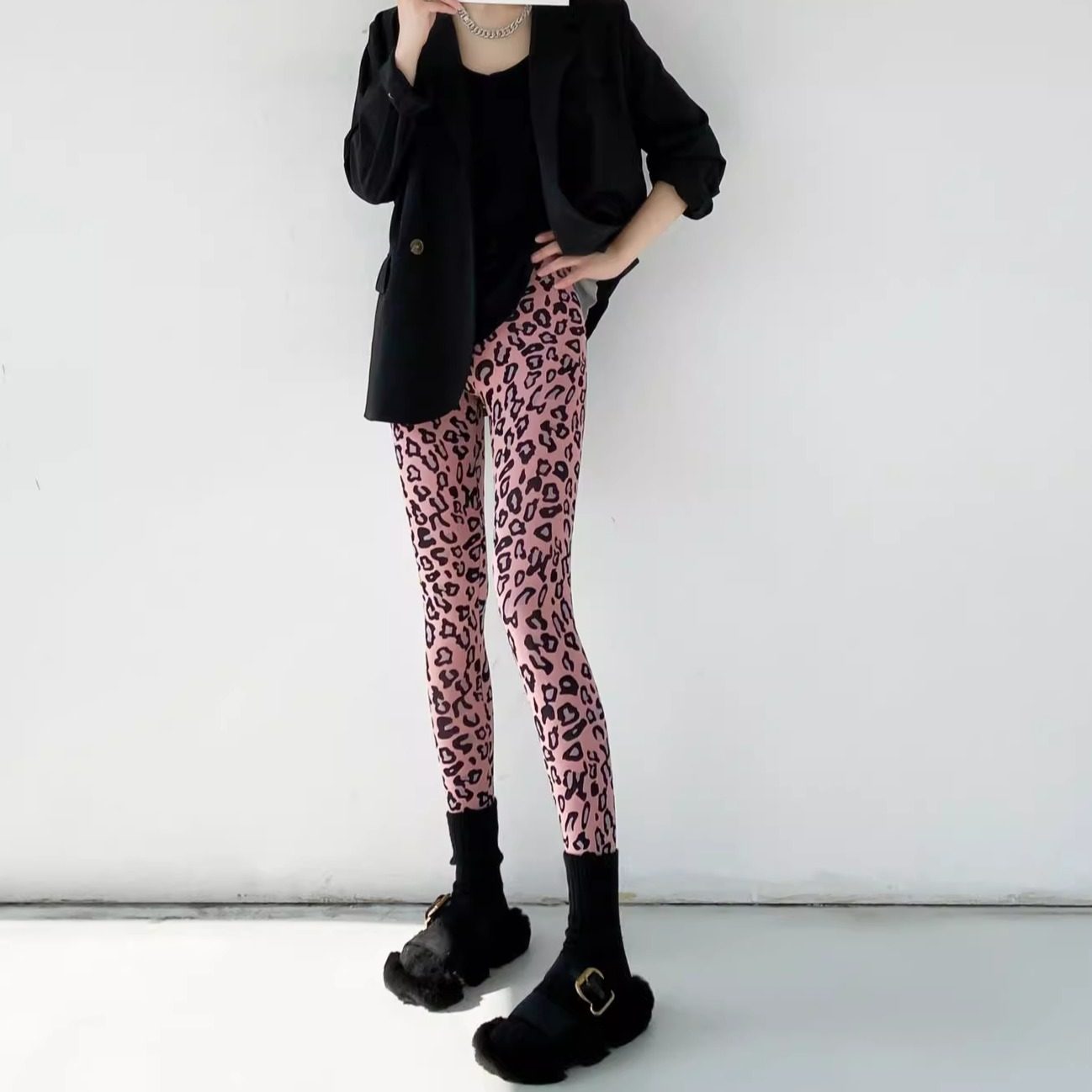 磨毛加薄绒加厚粉色豹纹健身瑜伽鲨鱼裤女秋冬季保暖高腰收腹打底,女装/女士精品,打底裤,淘宝优惠券,粉丝福利购,淘宝优惠卷