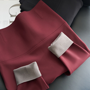 鱼骨不卷边高腰收腹瘦腿磨毛薄绒加厚鲨鱼裤 女秋冬 提臀显瘦鲨鱼裤