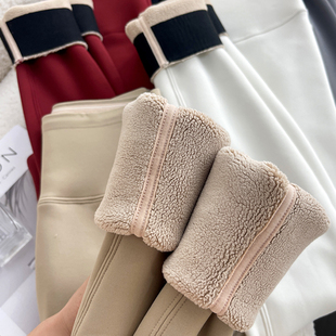 加绒加厚安可拉红色羊羔绒护高腰瘦腿瑜伽鲨鱼裤 女秋冬保暖无勒痕