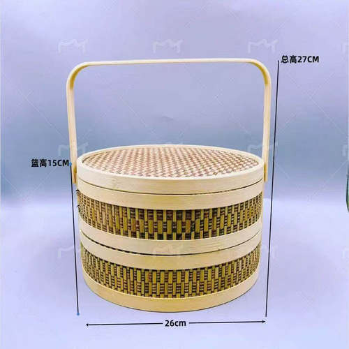 中式圆形两层花篮礼盒