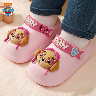 汪汪队儿童棉拖鞋冬季男童中大童包跟保暖防滑防水宝宝毛棉鞋女孩