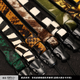 cam-in马毛真皮GR3 GR3X相机细绳手腕带快拆理光GR4黑卡G7X腕带绳
