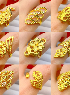 新款可调节越南沙金戒指女镀黄金