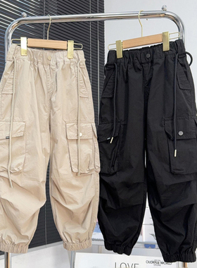 男童工装裤2025春秋痞帅裤子韩版中大童宽松休闲裤儿童透气长裤潮