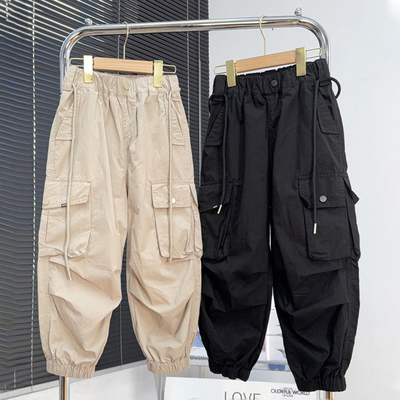 中大童长裤水洗棉宽松秋款工装裤