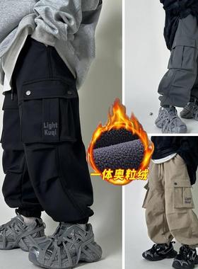 男童裤子秋冬2024新款儿童工装裤时髦长裤中大童痞帅休闲裤束脚裤