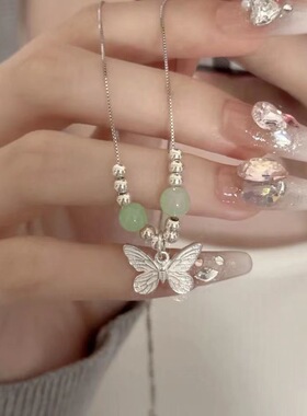 ins学生甜美蝴蝶纯银项链