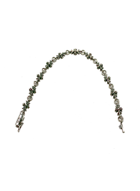 匠银JY 925纯银迷你十字架十字花CROSS情侣复古银手链手串