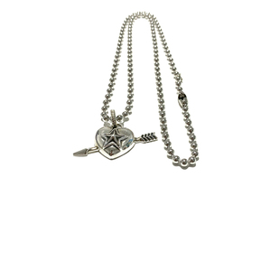 匠银JY CS纹路重叠五角星桃心弓箭4MM链子情侣银饰泰银吊坠项链