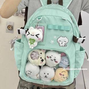 新款 日系漫展学生大容量百搭双肩包透明吧唧痛包背包女 二次元