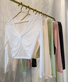 Modlatbal舞蹈纱衣春秋外套扭结舞蹈服成人短款 练功服形体外 长袖