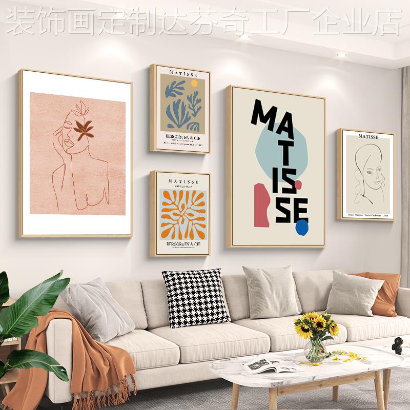 网红莫兰客厅装饰画现代简壁约沙发背景墙挂画抽迪象晶瓷画组合艺图片