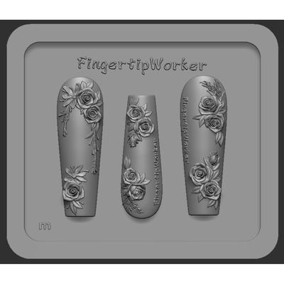 FingertipWorker｜原创精致小众常用玫瑰花簇美甲模具