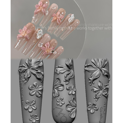 FingertipWorker联名amo｜独家精致小众常用流体冰花美甲饰品模具