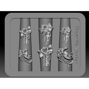 FingertipWorker|原创小众精致玫瑰丝绸蝴蝶结美甲模具