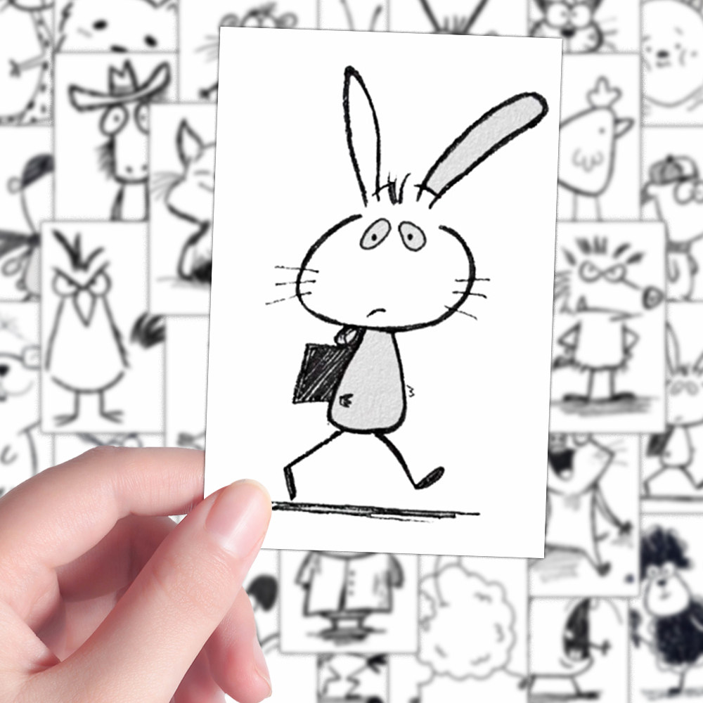240张可爱简笔画贴纸动物可爱简笔画画画素材ins风diy手账手机壳