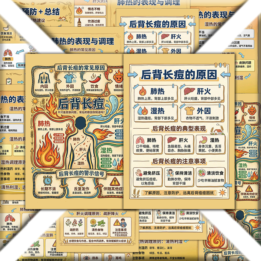 18张祛痘科普贴纸内调外养祛痘平衡油脂分泌科学健康祛痘