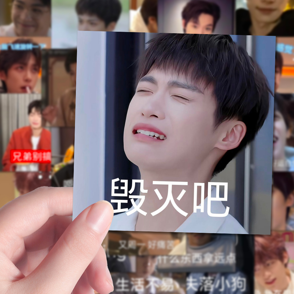 160张爆款逆爱双男主趣味搞笑梓渝表情包diy行李箱装饰自粘贴纸