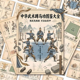 扎马步】中国武术传统养生和武术基础动作马步教学久坐自救贴纸