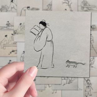 128张小众入门级简笔画手绘古风小人素材线稿参考笔记本自粘贴纸