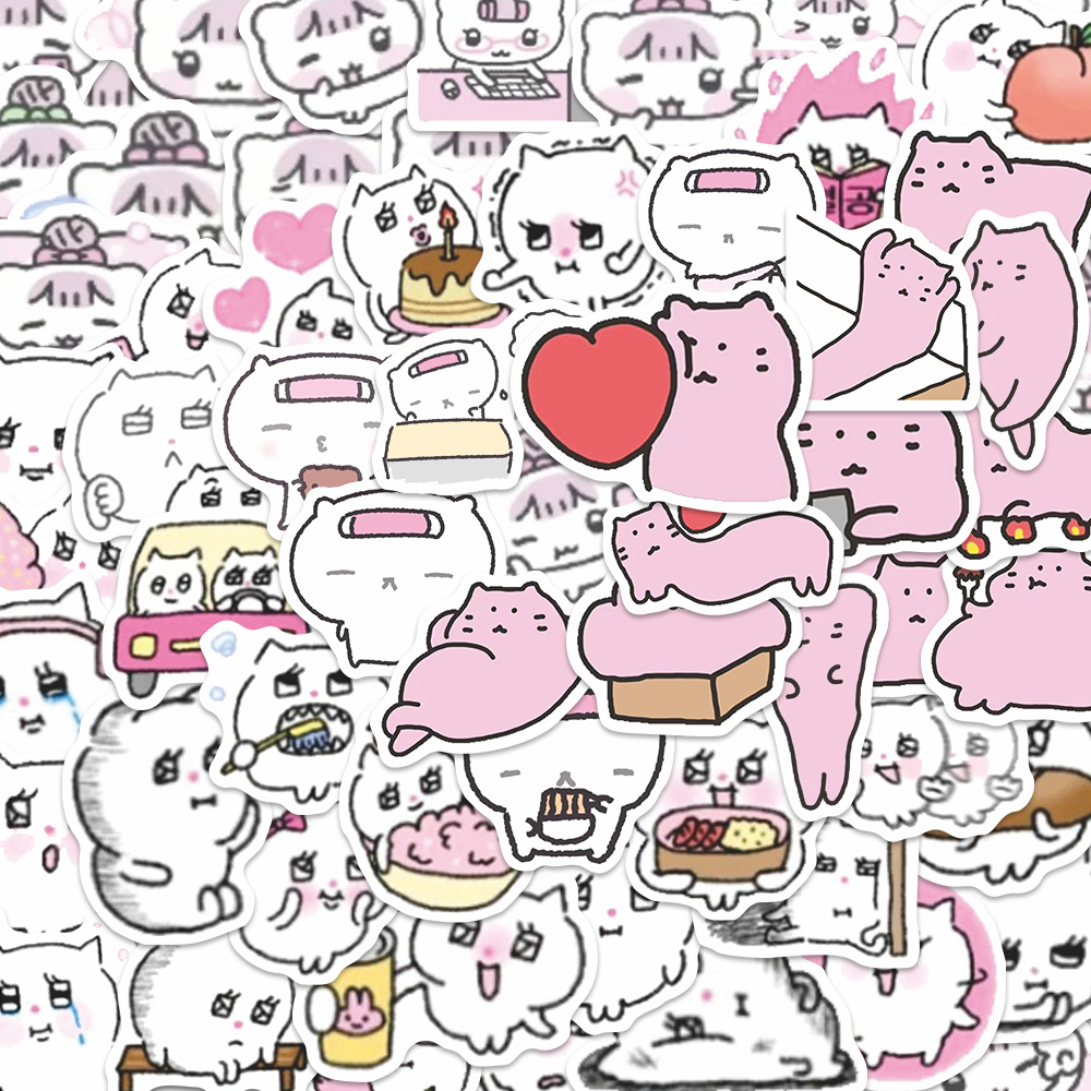 192张韩系小猫卡通Q版贴纸高颜值可呆萌房间墙面桌面笔记本手机壳