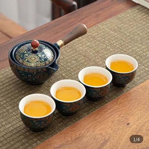 沛晴高品质宜兴正宗茶壶套装茶水分离泡茶器60度旋转自动逍遥壶