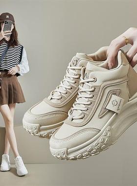 ins韩版厚底高帮老爹鞋2025春季新款学生跑步运动鞋增高休闲Q036