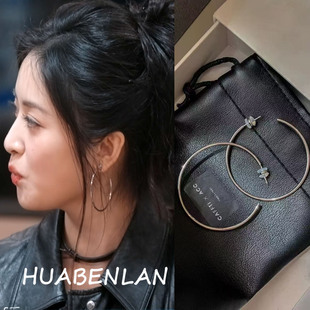 亲爱的客栈沈月同款耳圈5cms925银针素圈耳环简约百搭防过敏耳饰