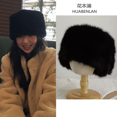 fever同款黑色毛绒帽子东北加厚