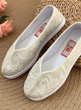 中国风~村匠千层底布鞋女士春季新提花单鞋中式汉服一脚蹬