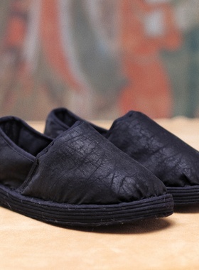 纯手工保暖棉花妈妈鞋老北京千层底布鞋女冬香云纱厚底一脚蹬棉鞋