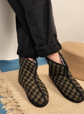 超有型~纯手工女千层底国潮冬季棉花保暖休闲圆头一脚蹬靴子