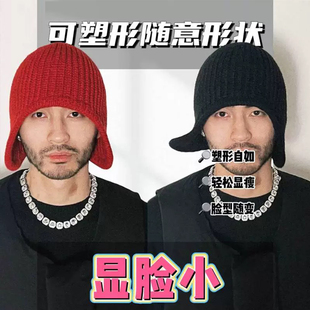 韩版ins可塑性钢条雷锋帽趣味男女秋冬保暖帽护耳针织飞行帽可爱