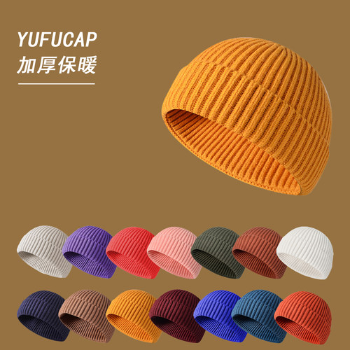 秋冬短款针织瓜皮帽嘻哈毛线帽潮