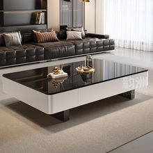 实木茶几意式客厅家用小户型2025新款长方形黑轻奢高级感边几组合