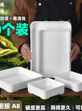 密胺熟食托盘卤味鸭货凉菜卤菜自助餐展示盘长方形白色份数盘包邮