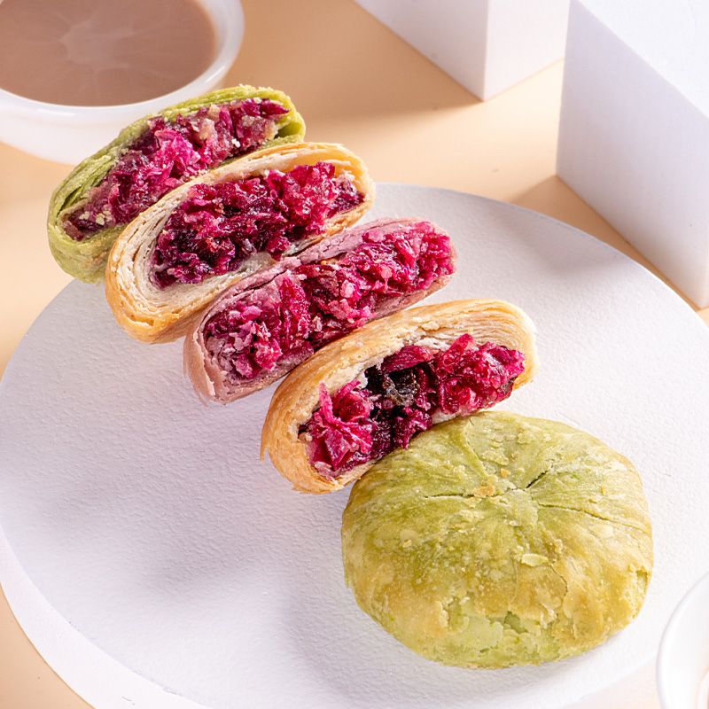云南鲜花饼网红零食小吃糕点心早餐抹茶玫瑰紫薯燕麦多口味