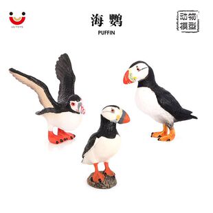 仿真飞鸟动物模型北极海鹦海鹰实心摆件儿童认知海鹦塑胶玩具