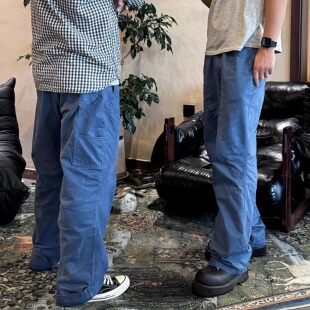 COSSMOR 25AW水洗做旧复古蓝色直筒法工裤立体裁剪工装裤秋季长裤