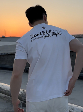 COSSMOR 25SS美式复古背后印花标语短袖三本针休闲时尚T恤夏季