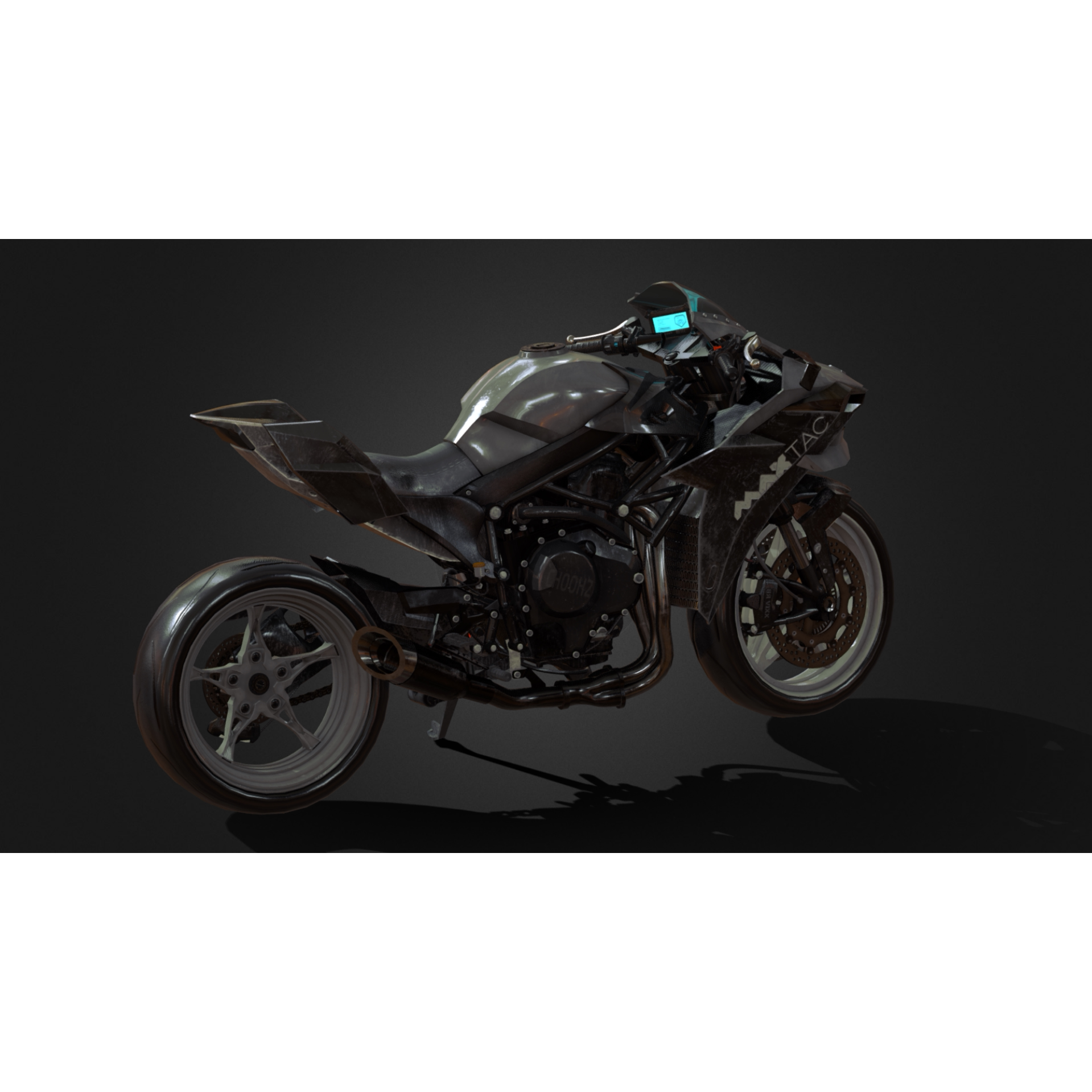 Blender黑色摩托车机车3d模型素材含贴图FBX/obj/glb
