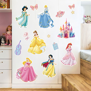 公主门贴纸白雪公主艾莎女孩墙贴儿童房间装 饰画可爱防水墙壁遮污