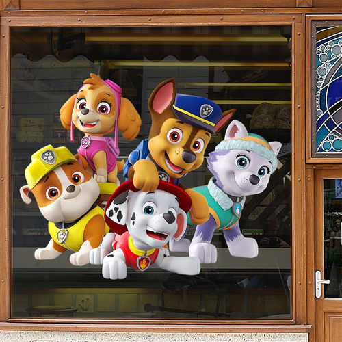 狗狗巡逻队玻璃橱窗静电贴不留胶