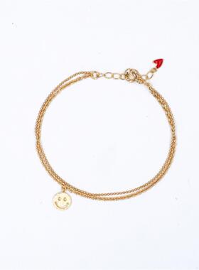 美国18K金笑脸手链纯银镀金