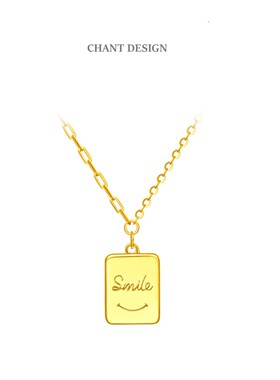 光芒如你18K金微笑方牌项链
