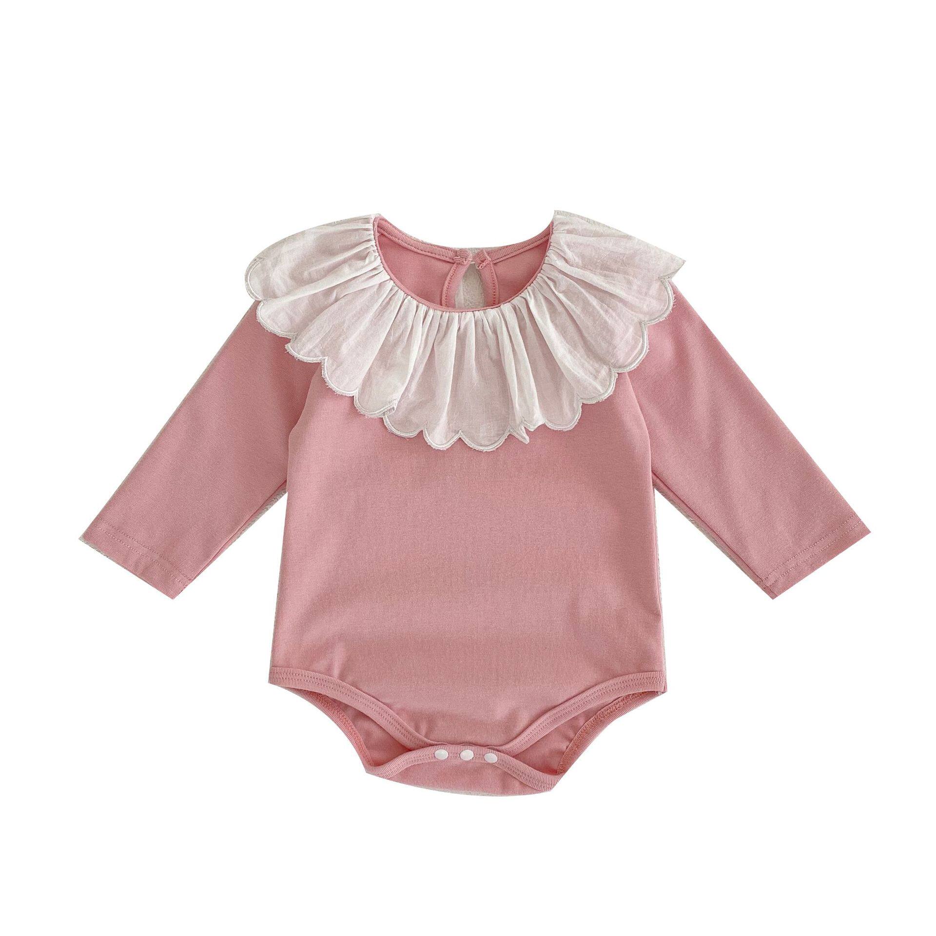2023 NEW BABY GIRL SPRING AND AUTUMN ONE-PIECE BABY LAPEL CRAWLING SUIT SWEET HA YI NEWBORN BAG FART SUIT
