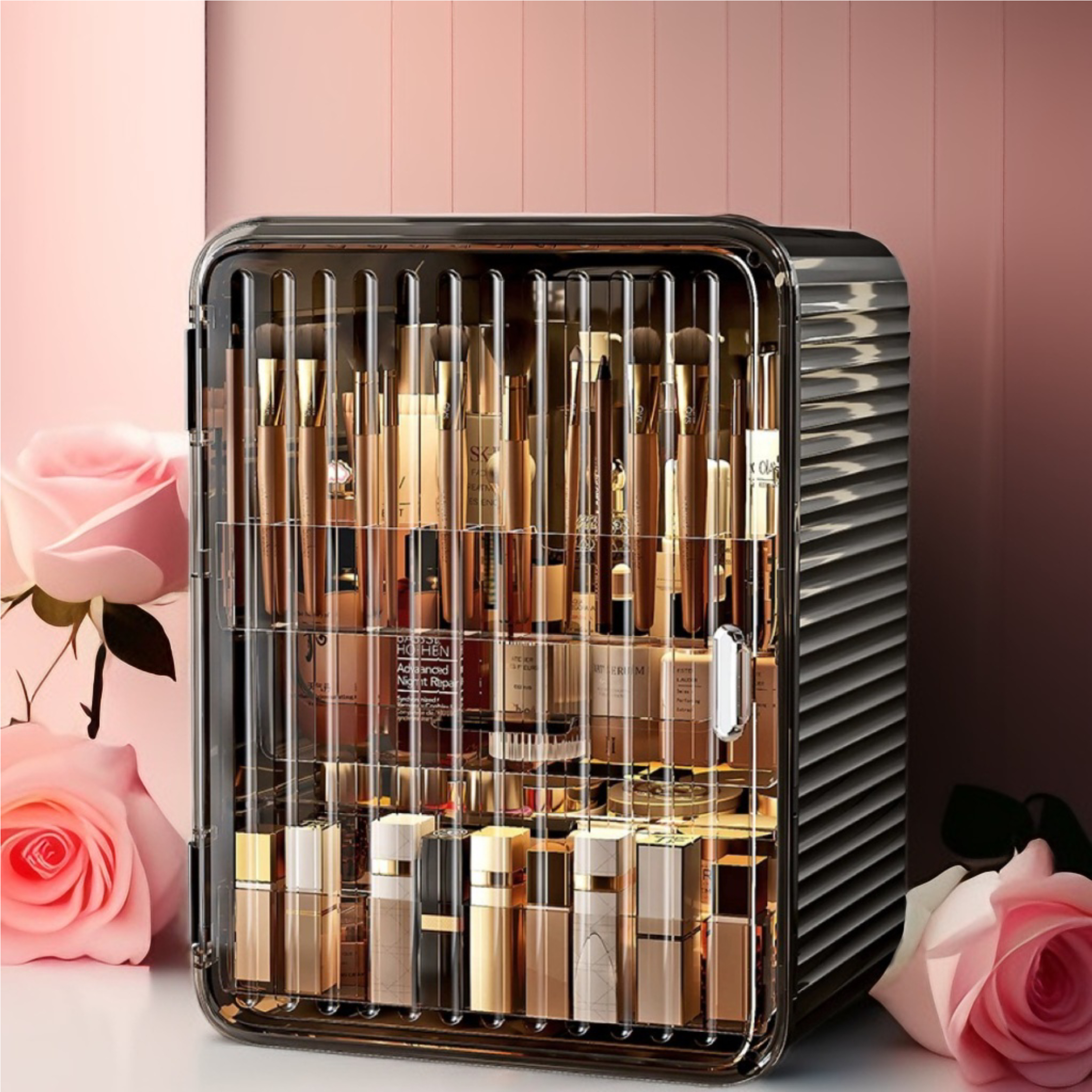 化妆品收纳盒桌面防尘透明高级感轻奢收纳大容量多层护肤品置物架
