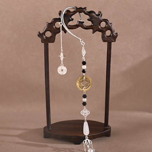 新中式国风铜钱长款耳环