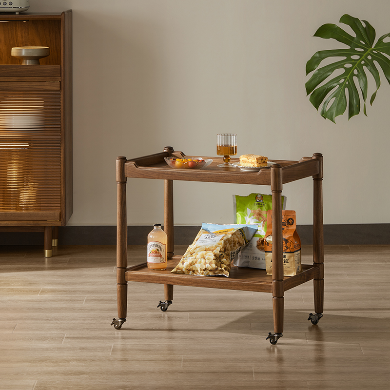 留意北欧小推车可移动实木茶边几