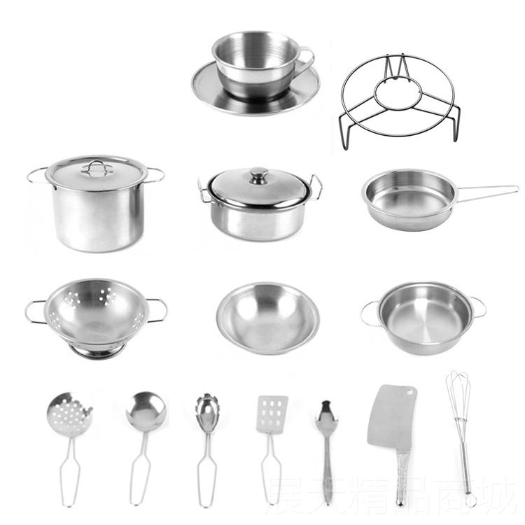 正品食玩烹迷你厨房套玩装做饭小饪厨具微锈型过家家儿童具不钢锅
